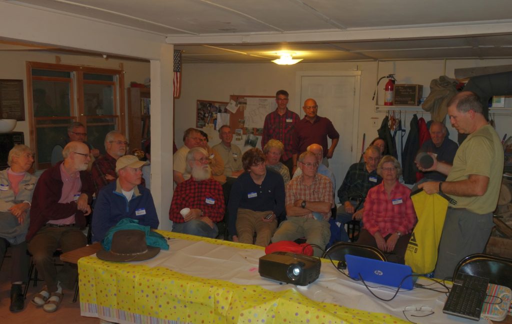 Bill Caulway, newly elected as club Vice President, presented a slide show on his AT & LT hiking experiences at the club's 2017 Annual Meeting at Whitman Lodge